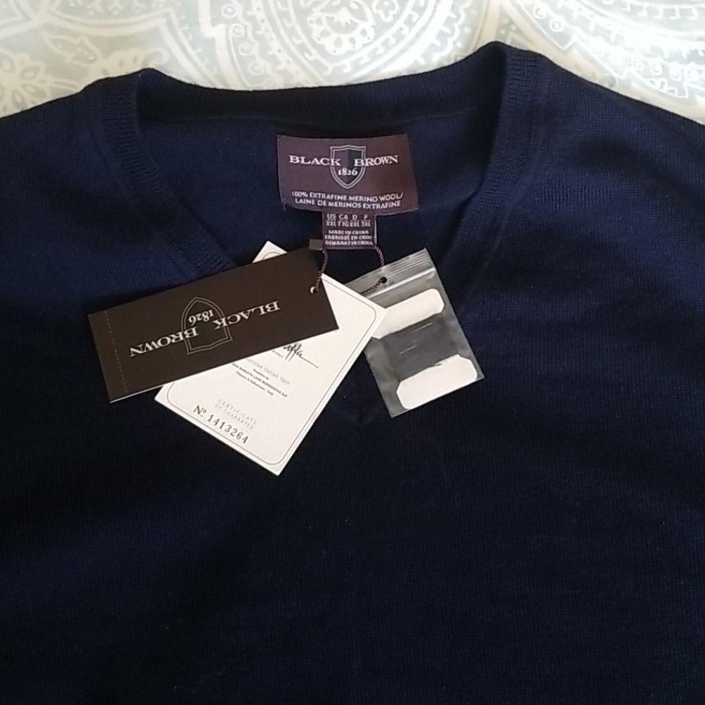 BLACK BROWN 1826 DARK BLUE SWEATER XXL NWTS